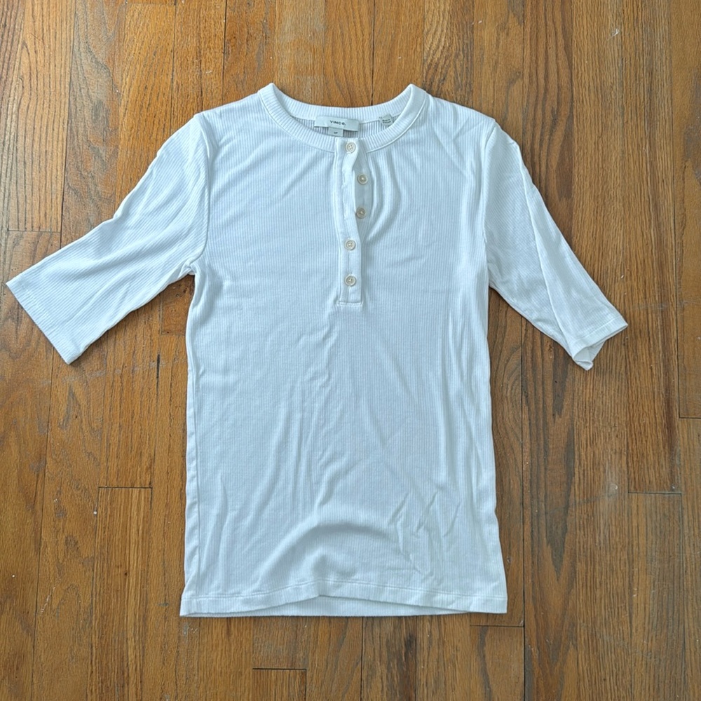 Vince top. Super soft. White. Mid length sleeves.